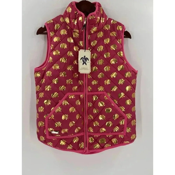 NEW TAGS Simply Southern Pink & Gold Elephant Puffer Vest Size Medium Full Zip - Picture 5 of 11